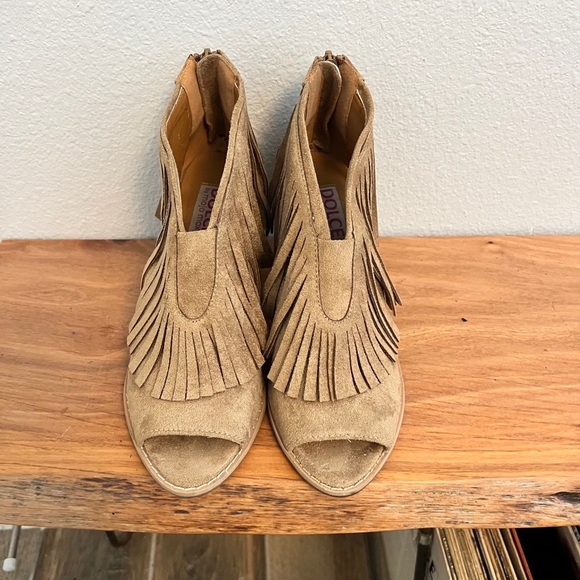 Dolce by Mojo Moxy Women’s Fringe Open-Toe Zip Ankle Boot Tan Suede Bootie 6.5 - Picture 7 of 7